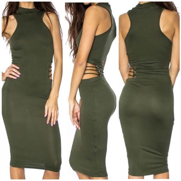 Dresses & Skirts - 😍 Green Bodycon Dress Side Cut Out